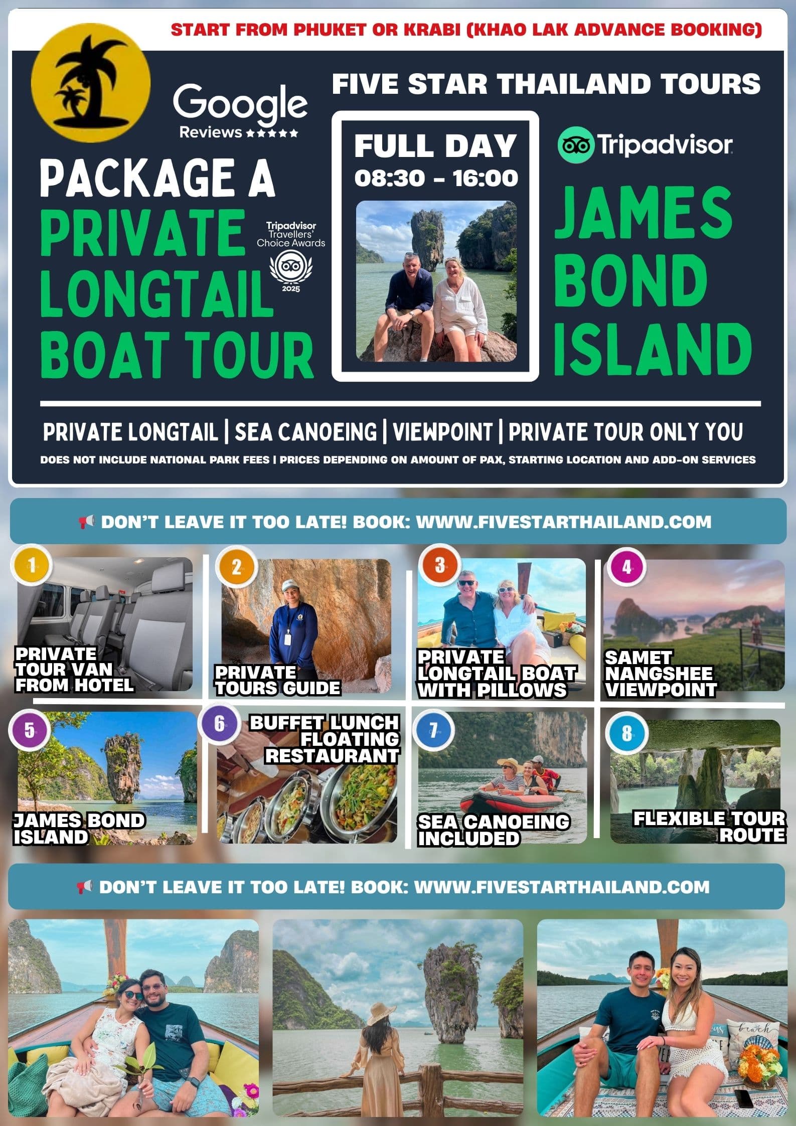 James Bond Island Private Longtail Boat Tour with Viewpoint and Sea Canoeing From Krabi showcase