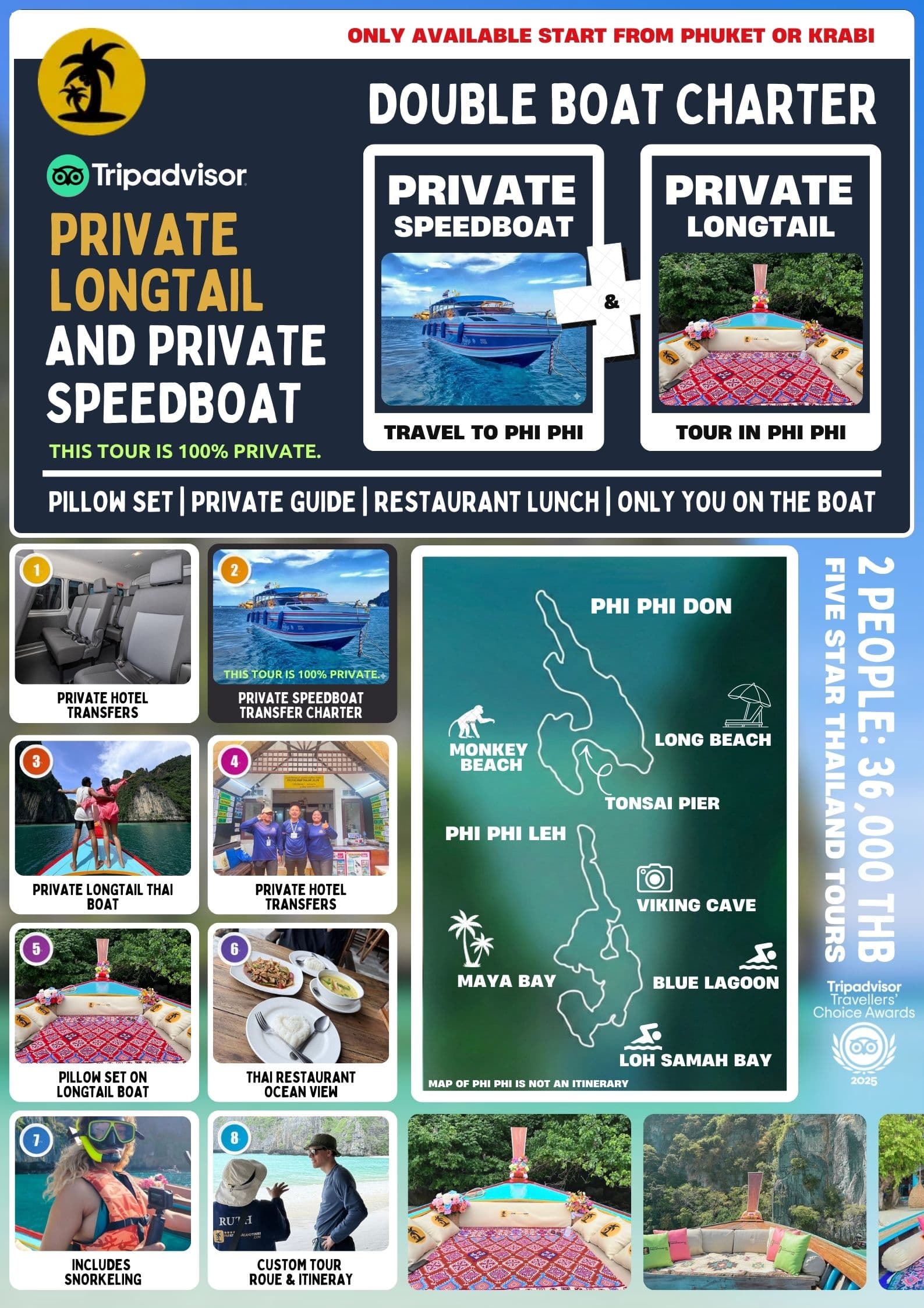 Private Phi Phi Island Longtail Boat Tour AND Private Speedboat Transfers with Expert Guide, Pillows & Lunch showcase