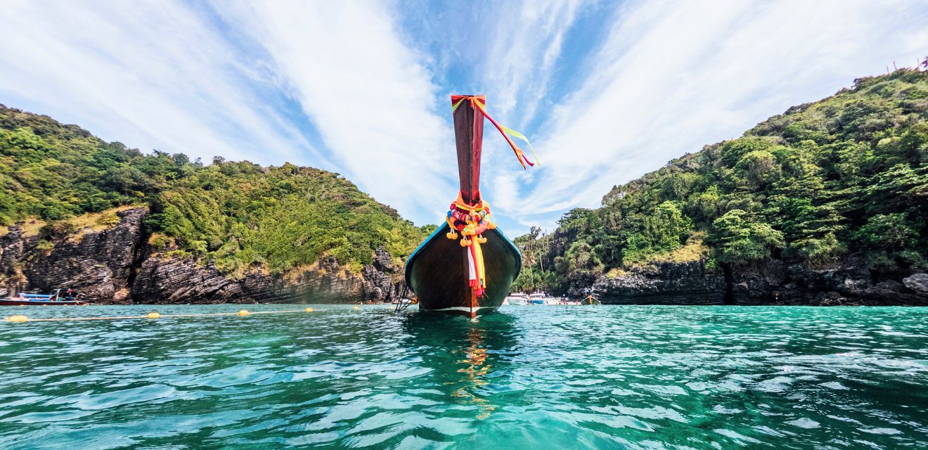 phi phi island longtail boat private tour in lagoon