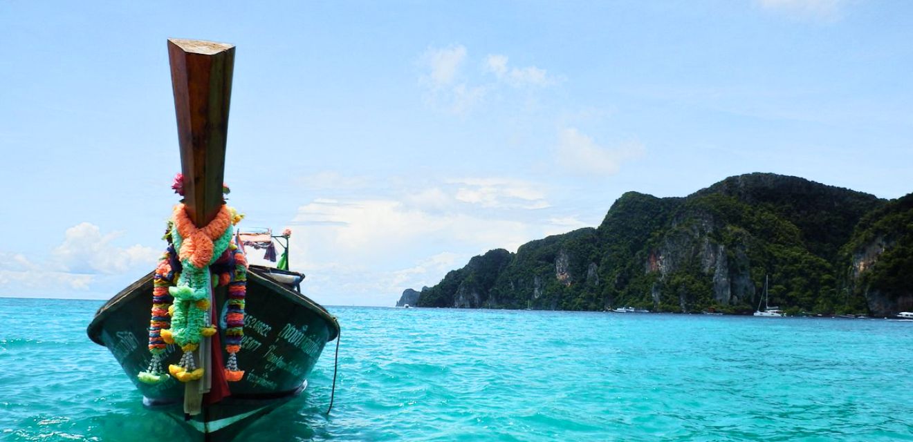 phi phi island thai longtail boat with tradditional decoration tour koh