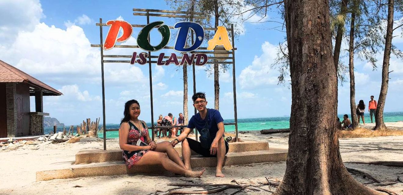 poda island sign couple krabi 4 island tour