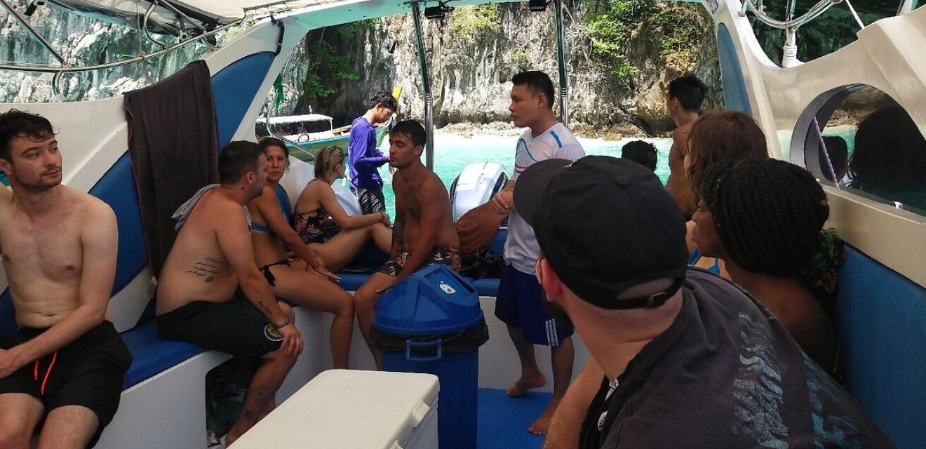 group shared public speedboat tour phi phi island inside speedboat