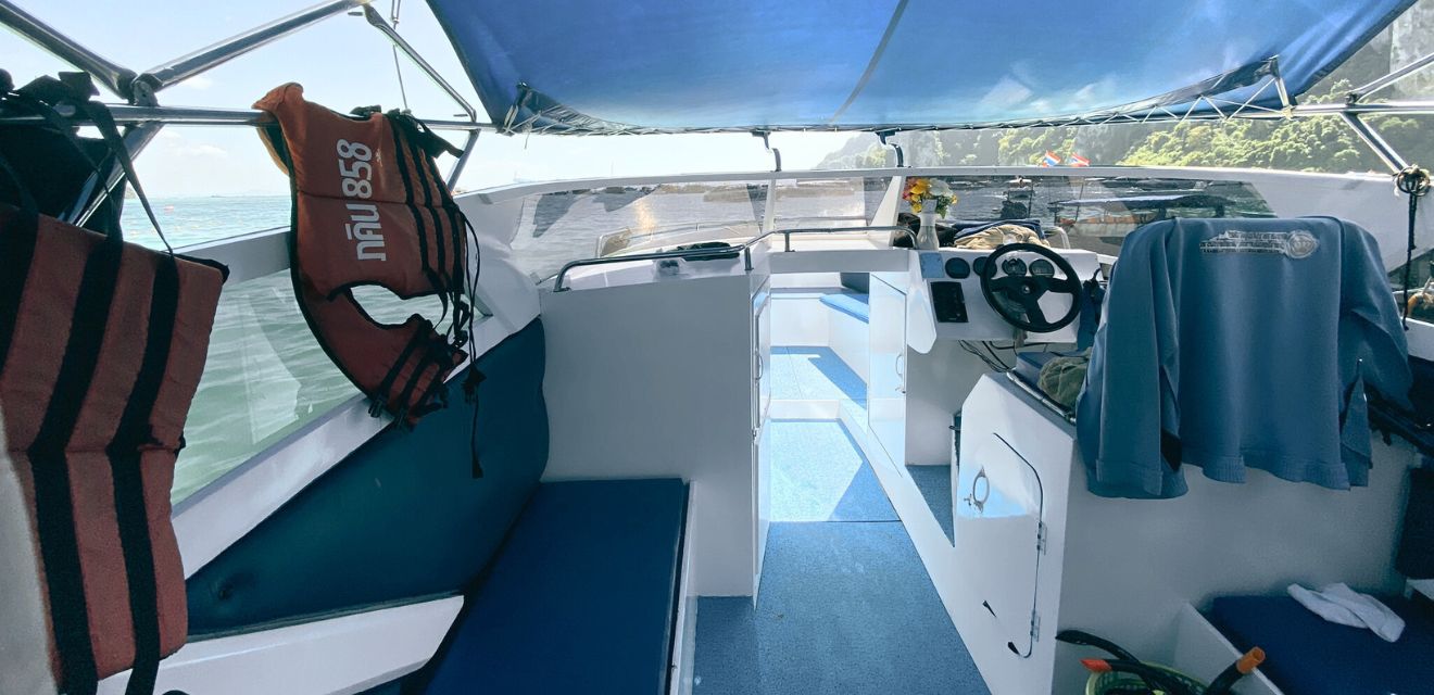 private speedboat interior photo phi phi island don twin engine