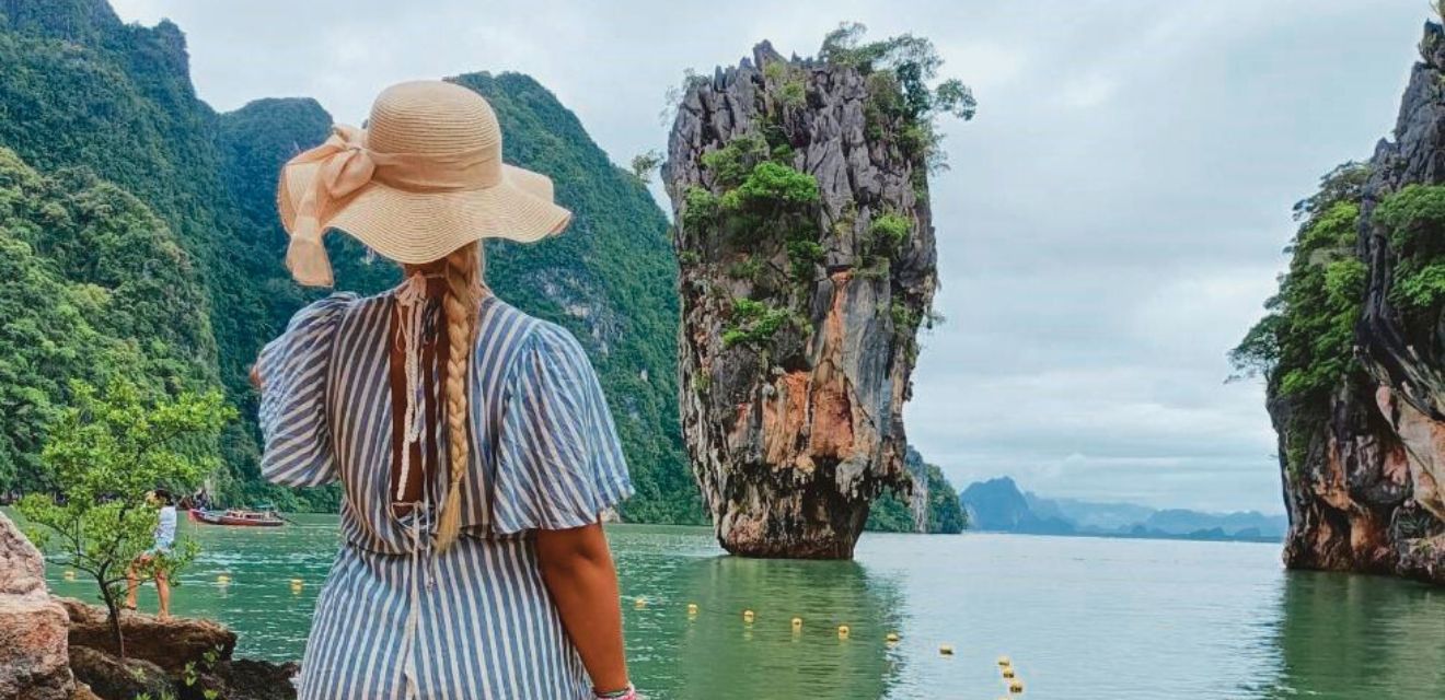 Koh Tapu James Island Phang Nga National Park woman tourist tour