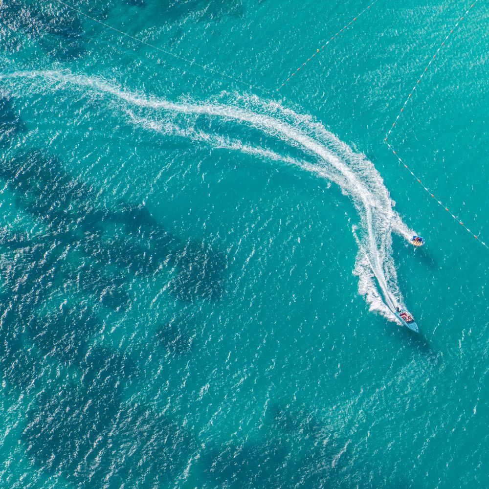 Thailand one way speedboat transfer Ariel drone photo travel by speedboat