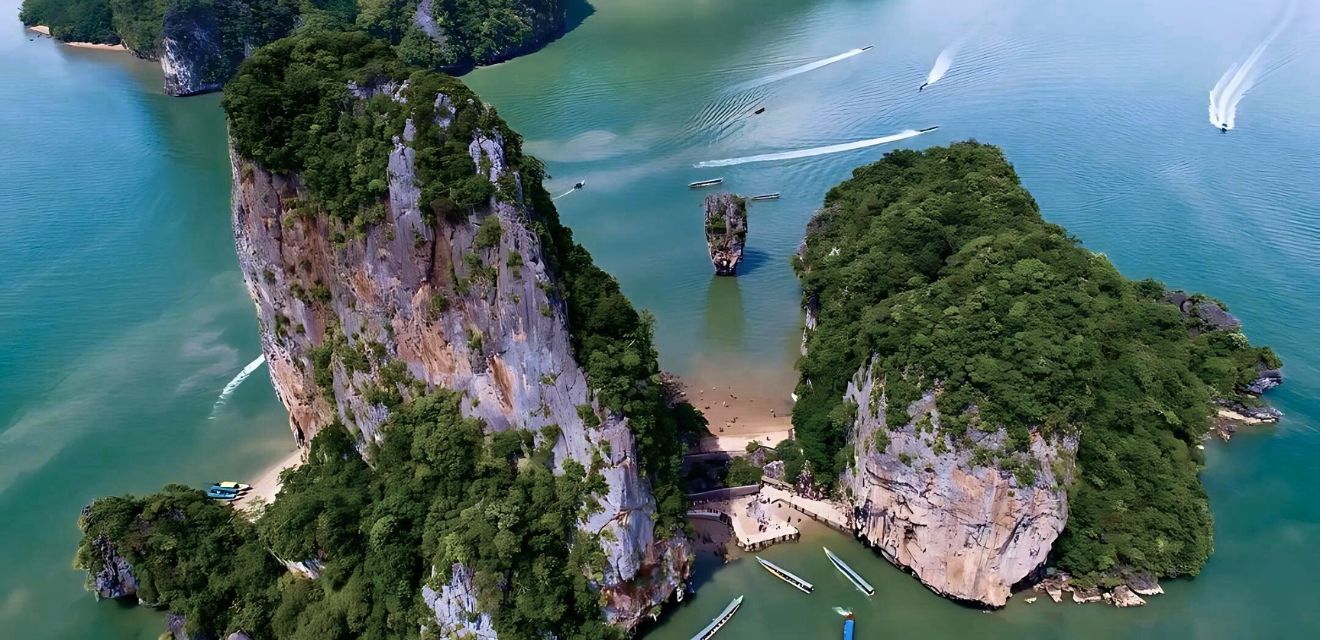 birds eye Ariel view james bond island koh tapu phang nga national park drone photo