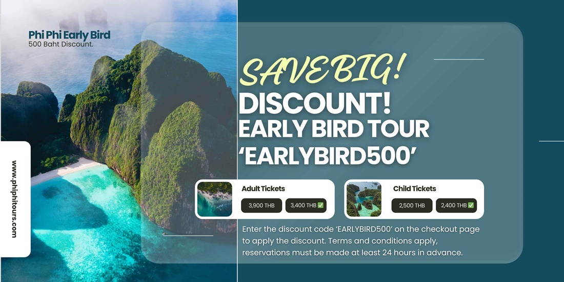 early bird tour phi phi discount banner save 500 per person promo