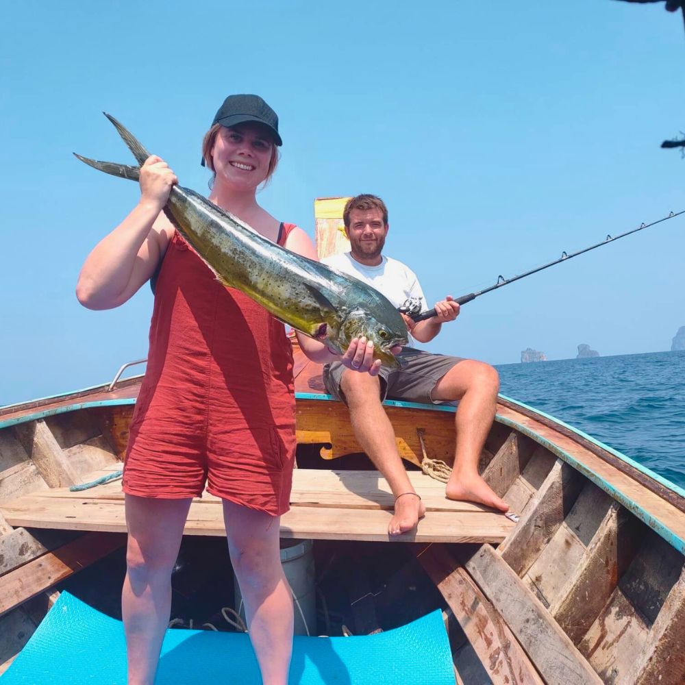 phi phi islands fishing mahi mahi dolphin fish longtail boat krabi catch caught andaman sea fishing thailand tourist