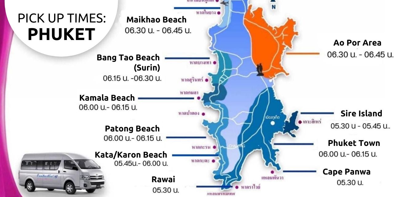 similan island speedboat tour pick up times in phuket shared mini van taxi