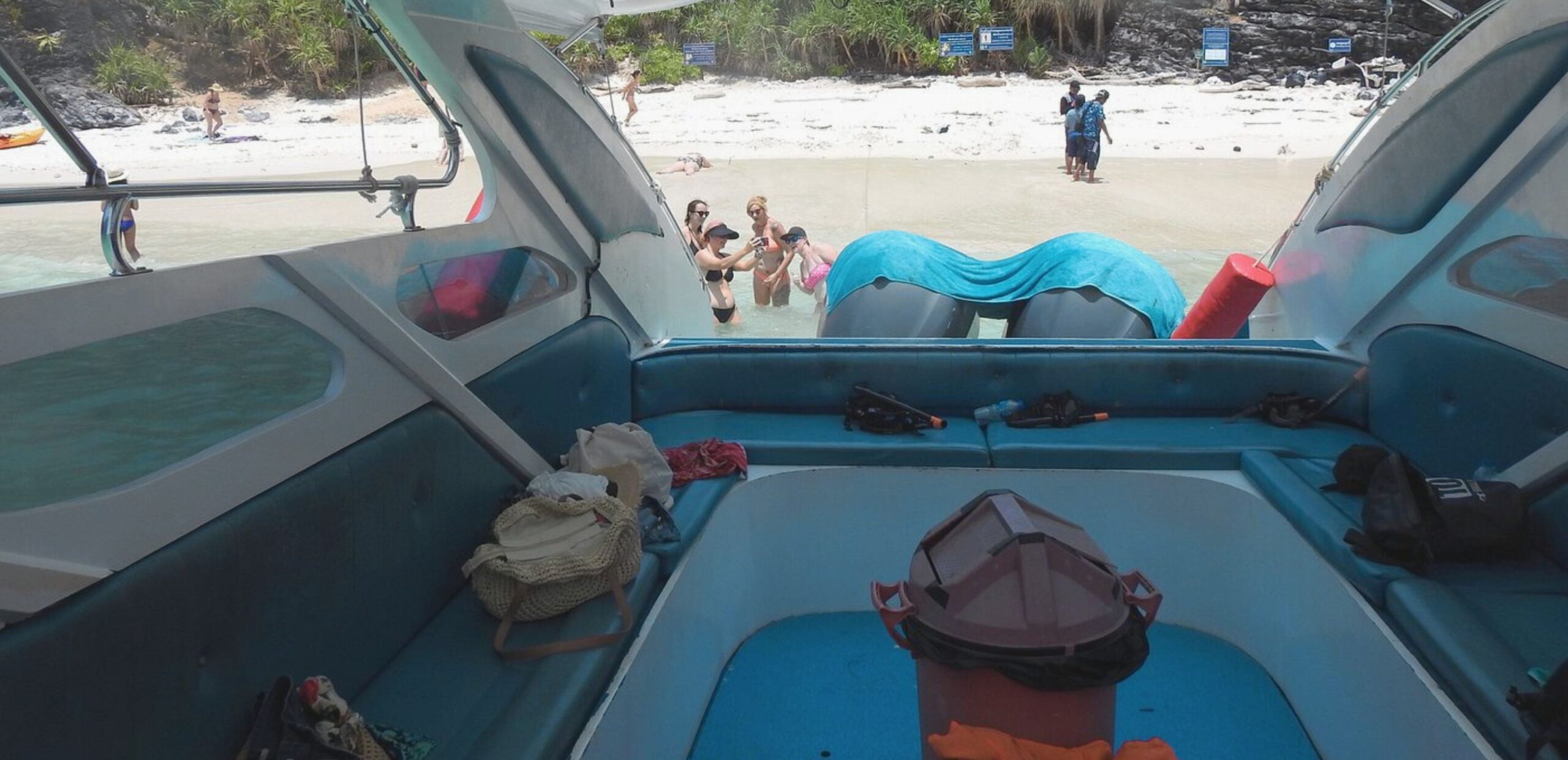 speedboat tour phi phi island interior speedboat seating area beach tour