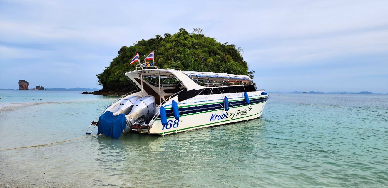 krabi 4 islands koh tub tup mor speedboat on beach